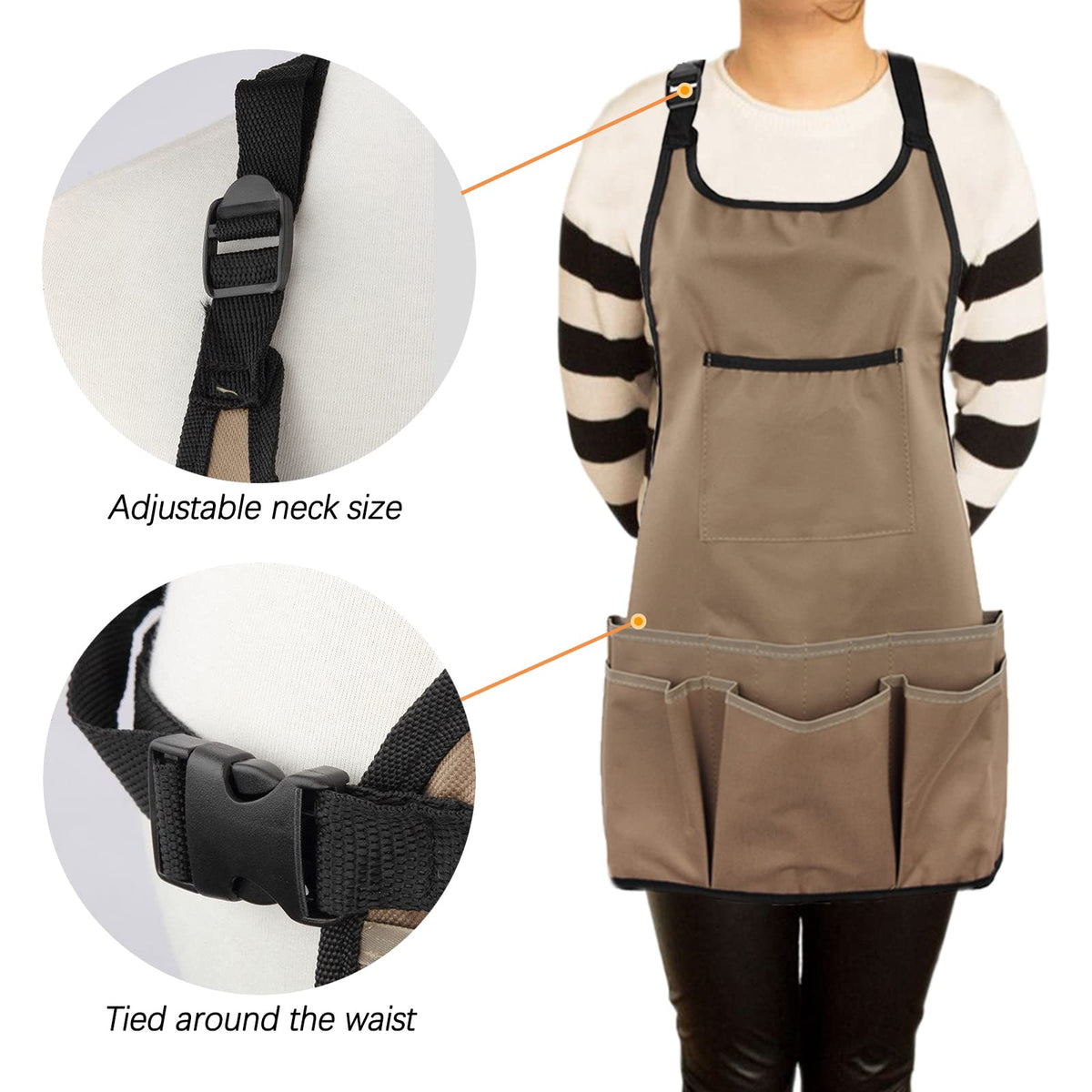 PATILWON Gardening Apron with Large Pockets for Women, 14 Pockets Waterproof Tool Apron, Work Apron Heavy Duty, Size M to XL