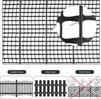 Plastic Garden Fencing Roll Safety Construction Barrier Outdoor Snow Mesh Fence Garden Netting, 1.2 Inch Mesh, Coated Iron Wire Support Stakes, Cable Ties for Garden (Black, 2 x 50 Feet)