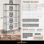 CAPHAUS NSF Adjustable Height Wire Shelving Unit w/Liner, Basement Storage Shelving, Metal Steel Storage Shelves, Garage Shelving Storage Organizer, Utility Shelf, 5-Tier W/Wheels W/Liners, Black