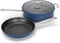 Kitchen Academy Induction Plasma Titanium Nonstick Wok Set 3 Piece, 10" Frying Pan and 11.8"/6QT Deep Frying Pan/Saute/Skillet With Lid, PFOA & PFAS-Free, Oven Safe