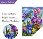 Louise Maelys Welcome Spring House Flag 28x40 Double Sided Vertical, Burlap Large Cardinal Birds Irises Floral Yard House Outside Outdoor House Summer Seasonal Decoration