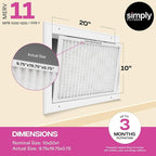 Simply 10x20x1 Air Filter, Merv 11, 12 Pack, For Home AC Furnace & HVAC (Actual Size: 9.75"x19.75"x0.75") DUST, Pet, & Allergy Control
