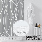 Punkray Dark Grey Shower Curtain for Bathroom with Hooks Shower Curtain Set, White Stripe Bath Curtains Decorative Shower Curtains Water Repellent Washable, 72 x 72