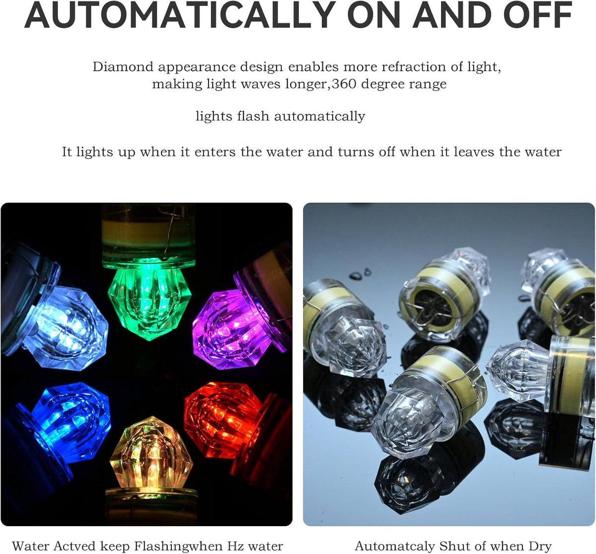 LED Underwater Fishing Lures，LED Lighted Bait Flasher，Deep Drop Fishing Lures，Fish Eye Attractive Light Bait Lure Lamp 5PCS