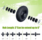 2-Pack 4.80/4.00-8" Pneumatic Wheelbarrow Wheel and Tires with 3"- 6" Center Hub and 3/4" Bushings for Wheelbarrow and Yard Cart Garden Wagon, Black