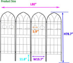 4 Pack Metal Garden Trellis 78.7" H Garden Fence Rustproof Trellis for Climbing Plants Support Roses Flower Outdoor Lawn Black