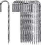 Ground Stakes 12 Inch, Yard Camping Stakes J Shaped 20 Pack Rebar Heavy Duty for Garden Dog Fence Inflatable Camping Chicken Coop Accessories