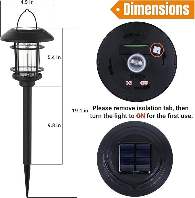 Dynaming 6 Pack Dual Use Solar Path Lights Outdoor, Hanging Lantern Solar Garden Lights with Edison Bulb, Landscape Lighting, Waterproof & Auto On/Off for Patio Pathway Walkway Driveway, Warm White