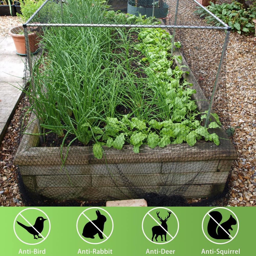 Bird Netting 7.5x100 Ft, 1/2In Mesh Heavy Duty Garden Netting Pest Barrier for Plants, Fruit Trees, Vegetables, Extra Strong Woven Mesh Netting, Animal Fencing Against Birds, Deer, Poultry