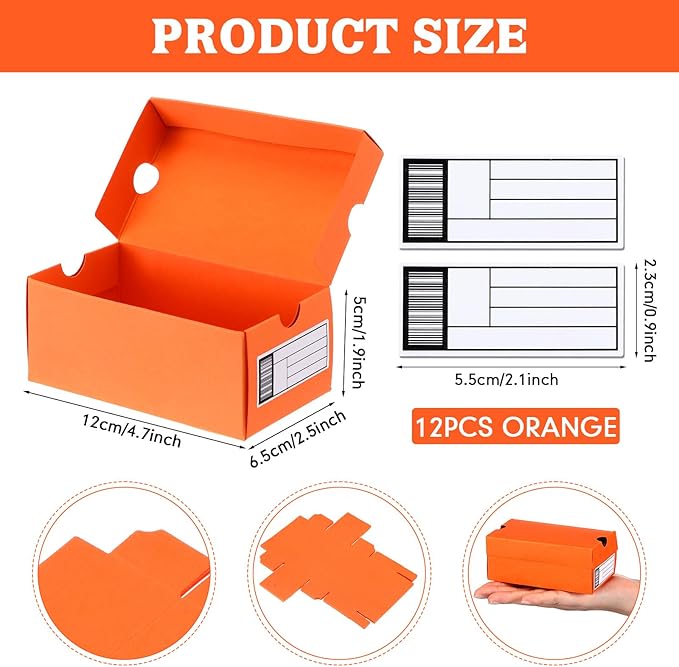12 Sets Mini Sneaker Boxes for Party Favors Mini Shoe Gifts Boxes 4.7 x 2.5 x 2 Inch Sports Small Gift Case with Editable Label for Candies Cookies Snacks