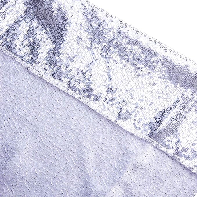 SquarePie Sequin Backdrop Curtain Background Opaque Non-Transparent Satin Sparkly for Wedding Party 10FT x 10FT Silver