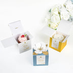 FEIYI 20 PCS White Gift Boxes, 3 In 1 Favor Boxes with Floral Decor, White Thank You Tags Cupcake Containers Gift wrapping for Wedding, Baby Shower, Birthday, Decorations Party - 3.55x3.55x3.55
