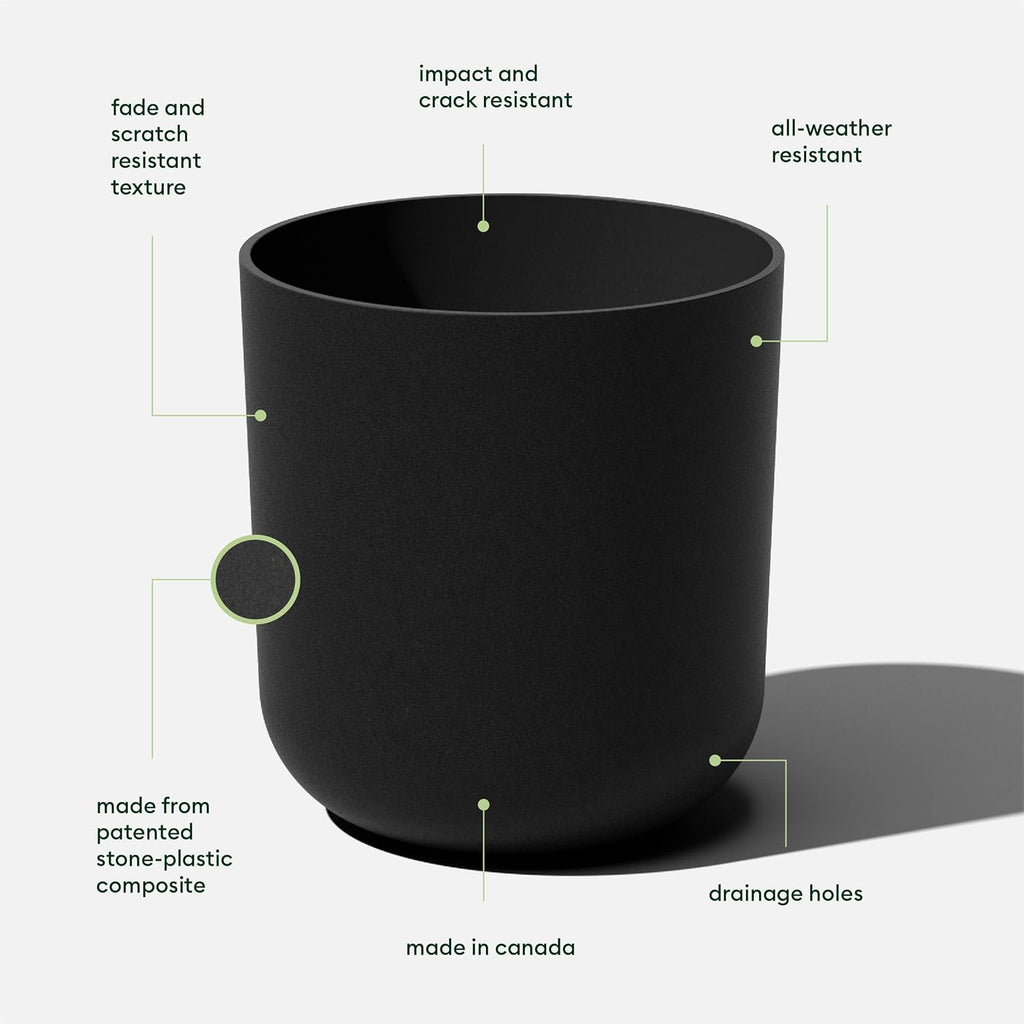 Veradek Round Black Plastic Planter Pots for Indoor/Outdoor Garden Use, with Drainage Holes, Suitable for Small to Large Succulent Plants, Flowers, Modern Interior Plants