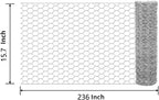 Chicken Wire for Crafts, Wire Netting Hexagonal Garden Poultry Chicken Wire Netting, Pet/Rabbit/Chicken Wire Fencing,0.8inch Hexagonal Galvanized PVC Coated Mesh Fence (Silver, 15.7"x236")