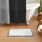 MONDAY MOOSE Bath Mat with Scalloped Wavy Ripple Design, Microfiber Absorbent Non Slip Tufted Rug for Floor, Shower or Kitchen (16x24 inch, Gray)