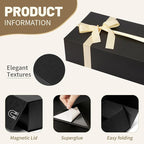 Rinrda 5 Pack Large Black Gift Box,13.75"x9"x4.5", Gift Boxes with Magnetic Lids for Presents Closure Gift Packing for Birthday,Christmas, Halloween,Wedding,Bridal Gifts,Mother's Day Gift Packging
