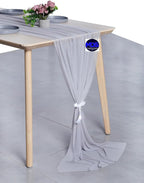 MDS Halloween Chiffon Table Runner - 15 Pack, 29 x 170 Inches, 14ft Each - Sheer Spooky Table Runners for Haunted House Parties, Trick-or-Treat Tables, Witchy Décor, Wedding & Events - Cool Gray