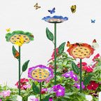 dreamysoul 4 Pack Bee Watering Station, Colorful Metal Bee Bath with Flower Design for Garden Yard