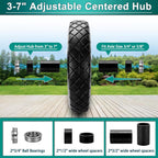4.80/4.00-8 Flat Free Tire and Wheel- 16" Flat-Free Solid Wheelbarrow Tires with 5/8" & 3/4" Bearings, 3"-7" Centered Hub by Cenipar Universal Fit for Wheelbarrow,Hand Truck,Garden Trailer,Trolley