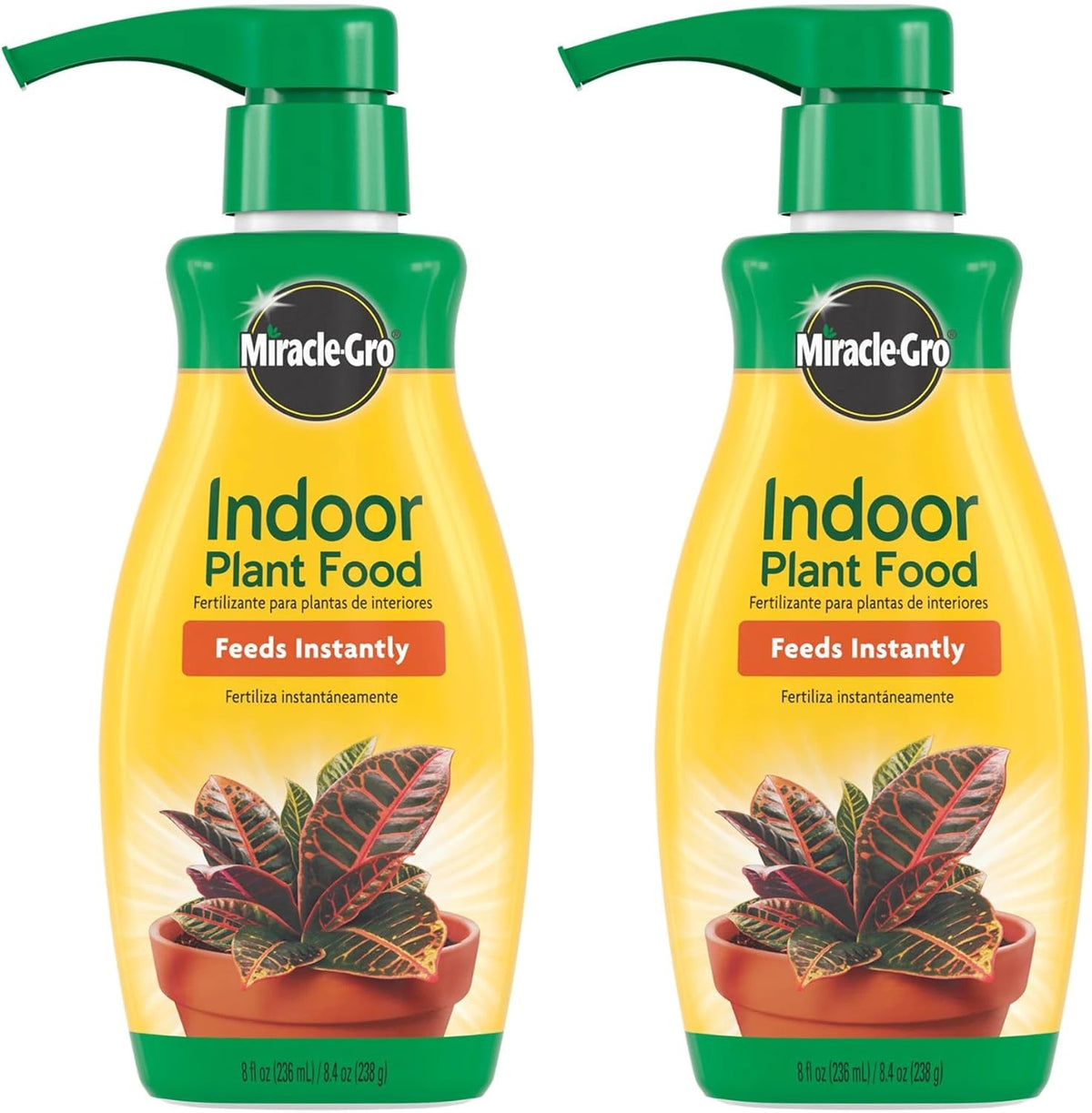 Miracle-Gro Indoor Plant Food, Liquid Plant Food for Houseplants, Snake Plants, Peace Lilies, Flowers, Vegetables, Herbs and More, 8 oz., 2-Pack