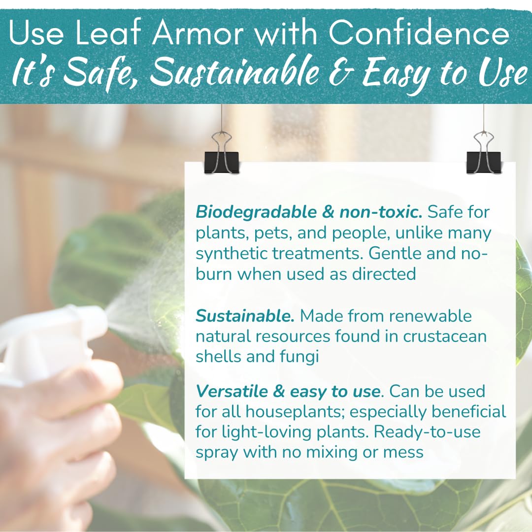 Leaf Armor Spray for Houseplants – Protects Against Fungal Leaf Spots, Bacteria, Pathogens & Yellowing | Natural & Non-Toxic Formula | Ready-to-Use | Made in USA – 8 oz