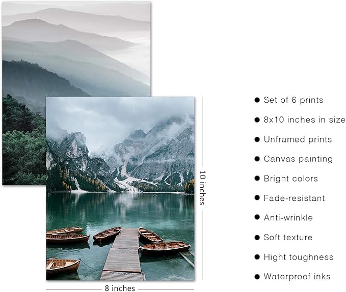 HoozGee Scandinavia Travel Wall Art Prints Mountain Pictures Wall Decor Natural Landscape Photography Poster Canvas Print Wall Art Pictures Living Room Decor Home Decor (8"x10" UNFRAMED)