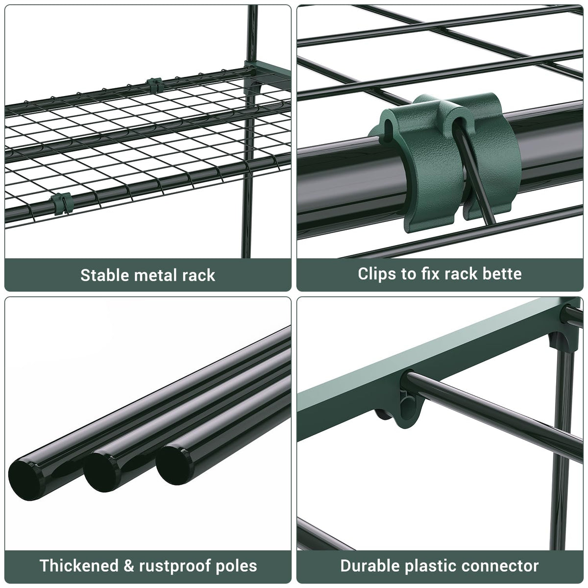 Ohuhu Plant Greenhouse Shelves 4 Tier 2 Pack Extra-Wide Stable Green House Shelving for Outdoor, 31x18x42 Inch Portable Rustproof Metal Shelf Plant Stand Rack Greenhouse Accessories