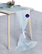 MDS 20 Pack 10ft Chiffon Table Runner 29 x 120 Inches Sheer Wedding Runner Romantic Rustic Table Runner for Wedding Decorations, Birthday Parties, Bridal Shower Party Arch Decor - Baby Blue