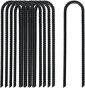 8 Inch Rebar Stakes Heavy Duty, 10 Pack Garden Stake U-Hook, Electrostatic Rust Proof Metal Stakes for Tent, Landscape,Outdoor Decorations, Fabric Ground Cover, Tube Fixing