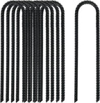 8 Inch Rebar Stakes Heavy Duty, 10 Pack Garden Stake U-Hook, Electrostatic Rust Proof Metal Stakes for Tent, Landscape,Outdoor Decorations, Fabric Ground Cover, Tube Fixing