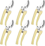Chumia 6 Pcs Garden Pruning Shears Flower Shears Handheld Heavy Duty Garden Scissors Stainless Steel Clippers for Cutting Flowers, Trimming Plants Bypass, Fruits Trees, Pruning Snips, Gardening Gifts