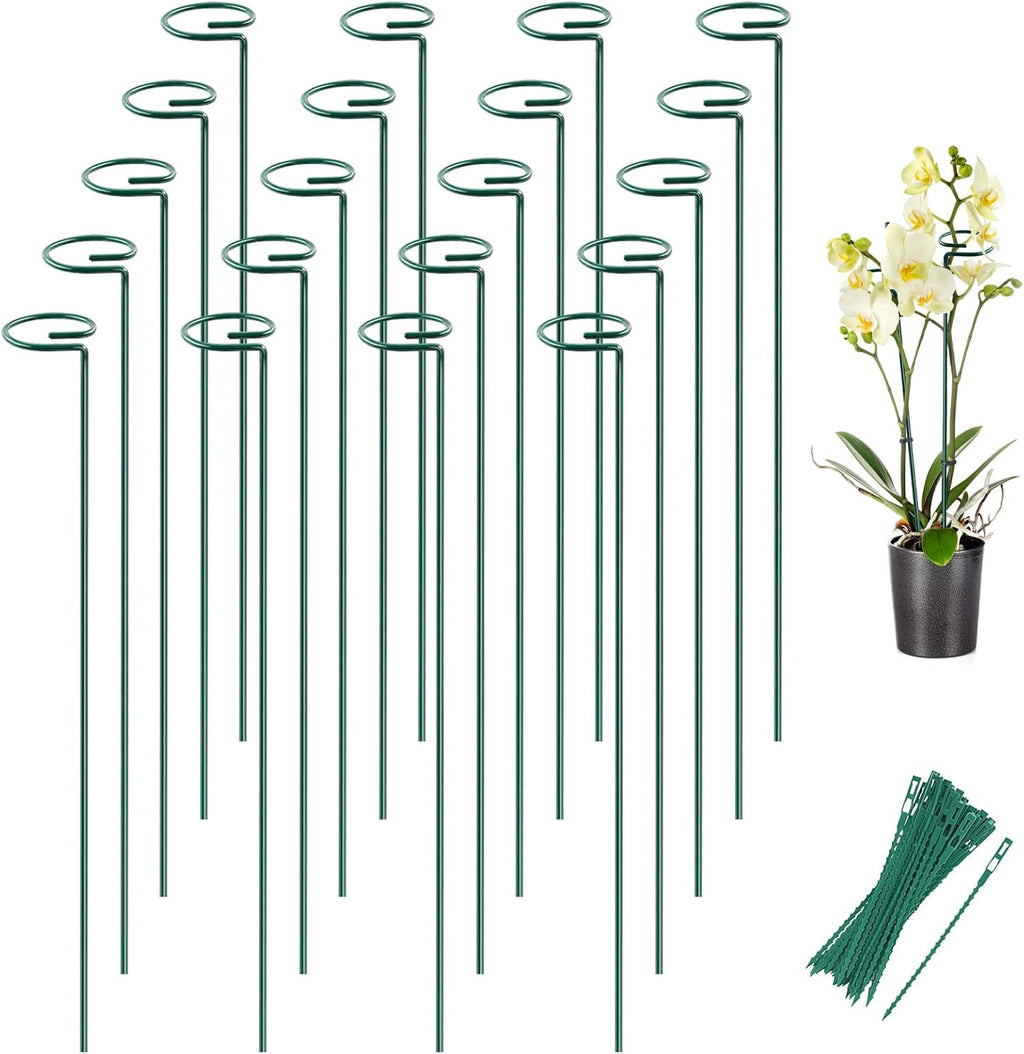 Joyhalo 20 Pack Plant Support Stakes 24 Inch, Plant Stakes, Flower Stakes with 24 Twist Ties, Garden Sticks for Plants Iris, Dahlia, Gladiolus, Amaryllis, Rose, Sunflower, Tomato, Sapling Etc