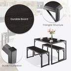 SHA CERLIN Kitchen Dining Table Set for 4 with Benches, Rustic Small Space Saving Dinette, Heavy Duty Metal Frame