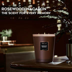HomeLights Scented Candles | Large Jar Candle - 33.3 Oz. Natural Soy Aromatherapy Candles | Up to 70 Hours Burn Time with 3 Cotton Wicks, Home Decorative Fragrance Candles - Rosewood Macaron