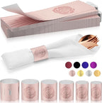 Polymer Material Reusable Napkin Band, Glue-Free Tear-Proof Water Resistant Oil-Proof Napkin Bands Set of 100(Front Rose Gold Color and Back Silver), 6 Adjustable Sizes Napkin Rings