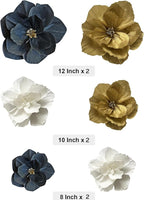 BRT Bearingshui Crepe Paper Flowers Decoration for Wall Total 9 Pcs, Artificial Flowers Backdrop for Wedding Decor Baby Bridal Shower Birthday Party, Gold White Black 3D Wall Flowers Decor
