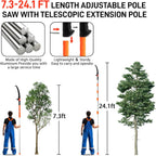 Outvita 7-24FT Telescoping Pruning Pole for Tree Trimming, Manual Pole Saws for Tree Trimmer with Telescopic Extension Pole