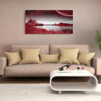 wall art for living room Red Lakes and trees under the starry sky red landscape painting office Wall Art Decor 20" x 40" single Pieces Canvas Prints Ready to Hang for Home Decoration Works For bedroom