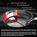 MsMk 12 Inch Nonstick Frying Pan with Lid, Titanium and Ceramic Nonstick skillet with lid, PFOA Free, Non-Toxic, Stay-Cool Handle, Scratch-resistant, Dishwasher Safe, Oven Safe to 700°F