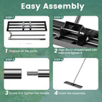 Goplus Lawn Leveling Rake, 46" x 10" Heavy Duty Level Lawn Tool w/ Ergonomic Handle for Soil, Effort-Saving Landscape Rake for Garden, Backyard, Golf Course, Farm, Pasture, Black