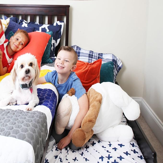 Max & Lily Twin Bed, Wood Bed Frame with Headboard For Kids with Trundle, Slatted, Espresso