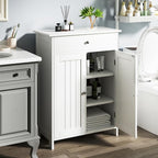 Giantex Storage Cabinet, White Bathroom Cabinet with 2 Doors, 1 Drawer, 3-Level Adjustable Shelf, Modern Wooden Storage Organizer for Laundry Room, Entryway, Living Room