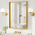 24”x36” Bathroom Vanity Mirror, Gold Framed Rectangle Mirrors, Modern Wall Mirror for Over Sink, Living Room, Bedroom, Entryway Mirrors Horizontally or Vertically