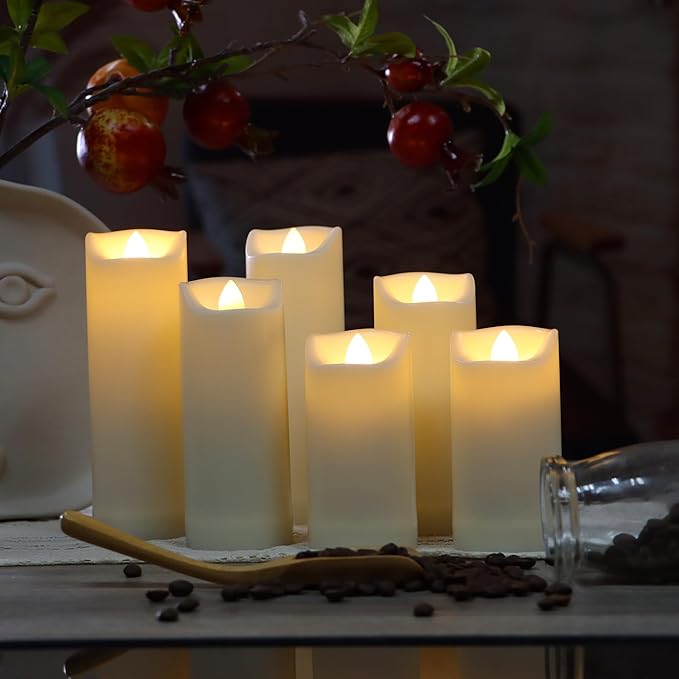 QIDEA 2”X4” Outdoor Waterproof Flameless Candles with Timer, Battery Operated Flickering Led Pillar Candles, Electric Plastic Fake Candles for Home Garden Wedding Halloween Xmas Decorations 4 Pack