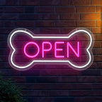 Led Neon Open Sign For Business, Dog Bone Neon Sign Art Pet Shop, Welcome Sign For Business Walls Window Bar Salon Art Hotel Wall Decor