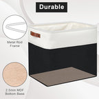 Large Fabric Storage Baskets | 50L Storage Bins, Decorative Linen Closet Baskets with Handles for Organizing, Shelf, Toys, Clothes, Home, Office, Nursery, 17x12x15Inches (Black&White)