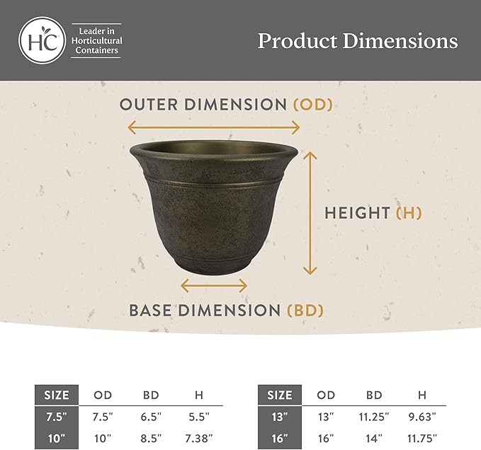 The HC Companies Sierra Round Self-Watering Pot - Lightweight Plastic Planter for Herbs & More - Durable Plant Pots for Indoor Plants & Outdoor Plants (16” Rustic Redstone, Pack of 1)