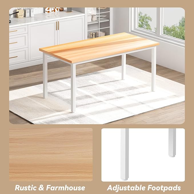 Recaceik Dining Table Set for 4 Kitchen Dining Room Set with 2 Dinner Benches, Farmhouse Breakfast Table for Apartment Small Space, Easy Assembly