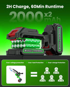Mini Chainsaw Cordless, 8 inch & 6 inch Electric Chain Saw with 2 Pack Rechargeable Batteries, Battery Powered Handheld Saw for Trees Trimming Wood Cutting, Perfect Gardening Tools for Men Dad Husband
