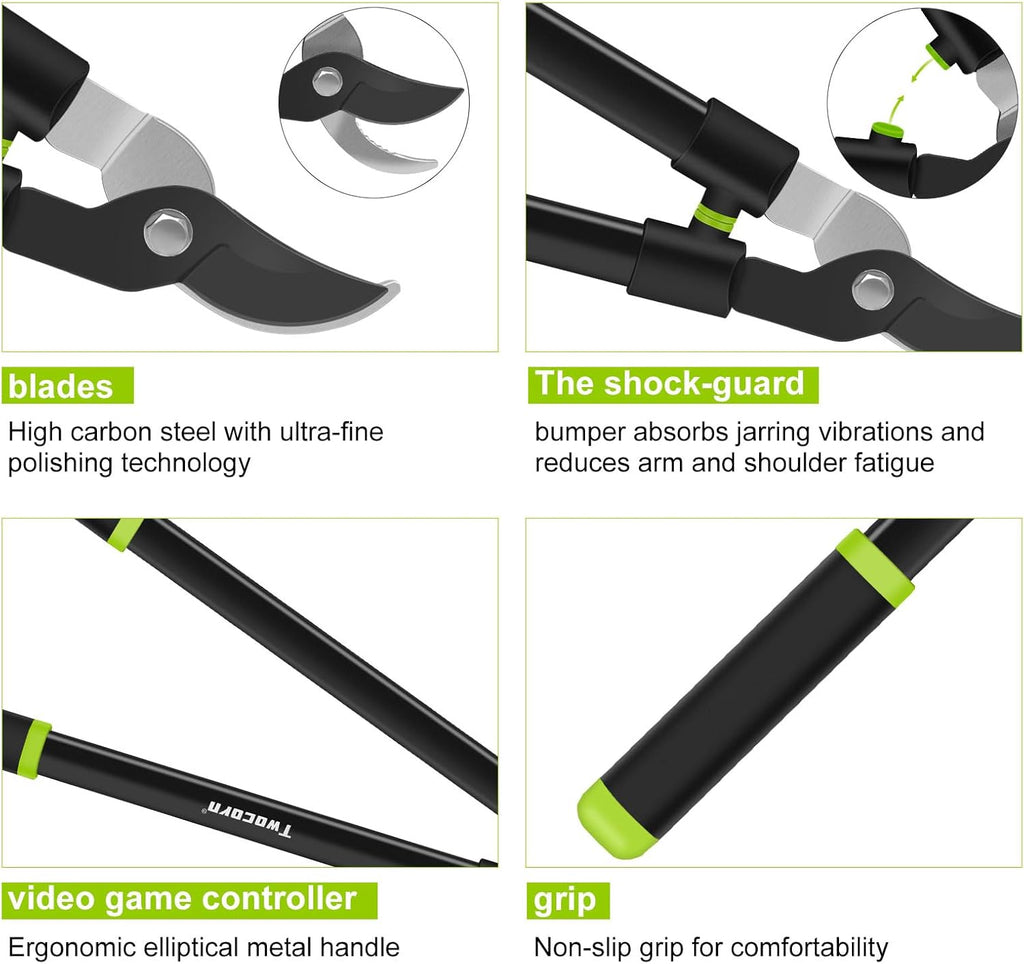 28" Garden Bypass Lopper with Steel Blade, Tree Trimmer Branch Cutter for 1.5’’ Cutting Capacity